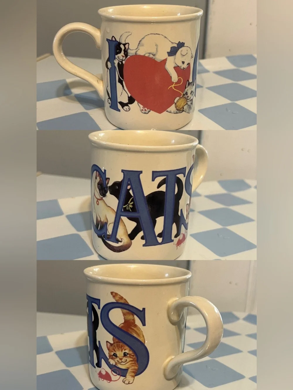 Vintage 1980’s I love Cats Graphic Ceramic Mug